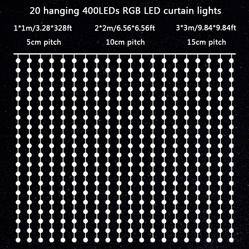 Bluetooth LED Curtain Lights - RGB Color Changing LED String Lights Kit Bluetooth LED Curtain Lights - RGB Color Changing LED String Lights Kit